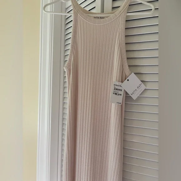 Bella Dahl, Handmade in USA, Hemp Sleeveless Cream Maxi Dress with Side Slit - Picture 3 of 5